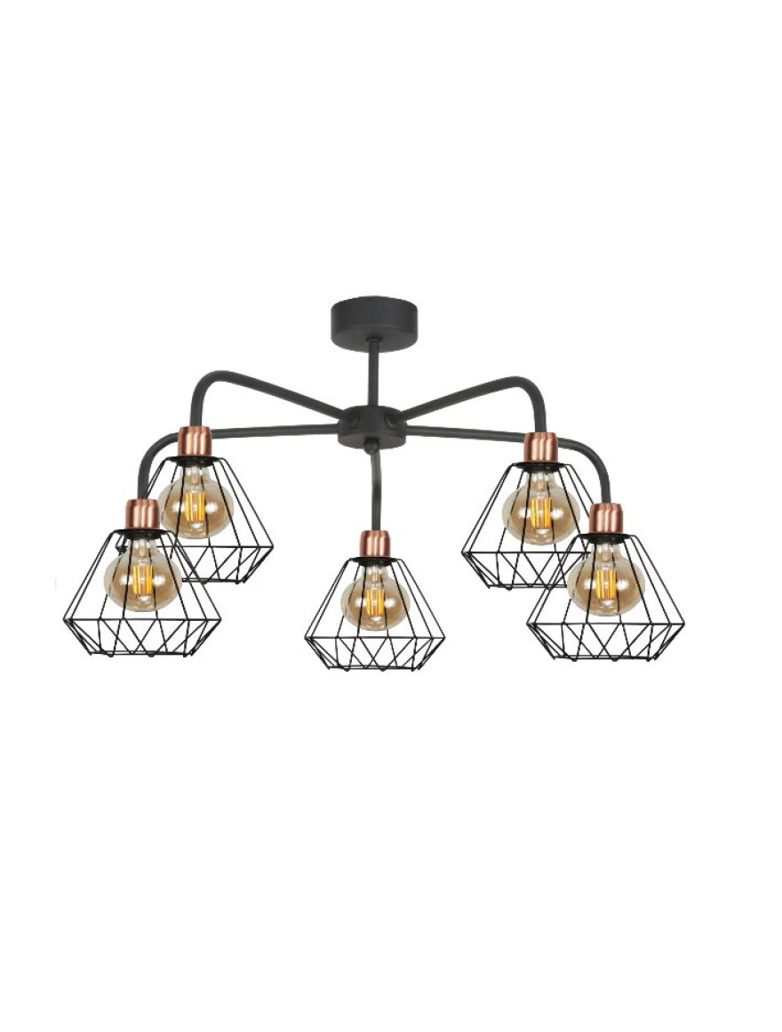 Lustră 5XE27 neagră S6931-5 Luminaled