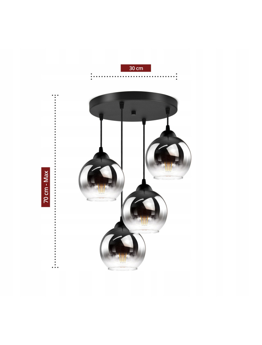 Lustră 4XE27 negru+fume S6911-4 Luminaled