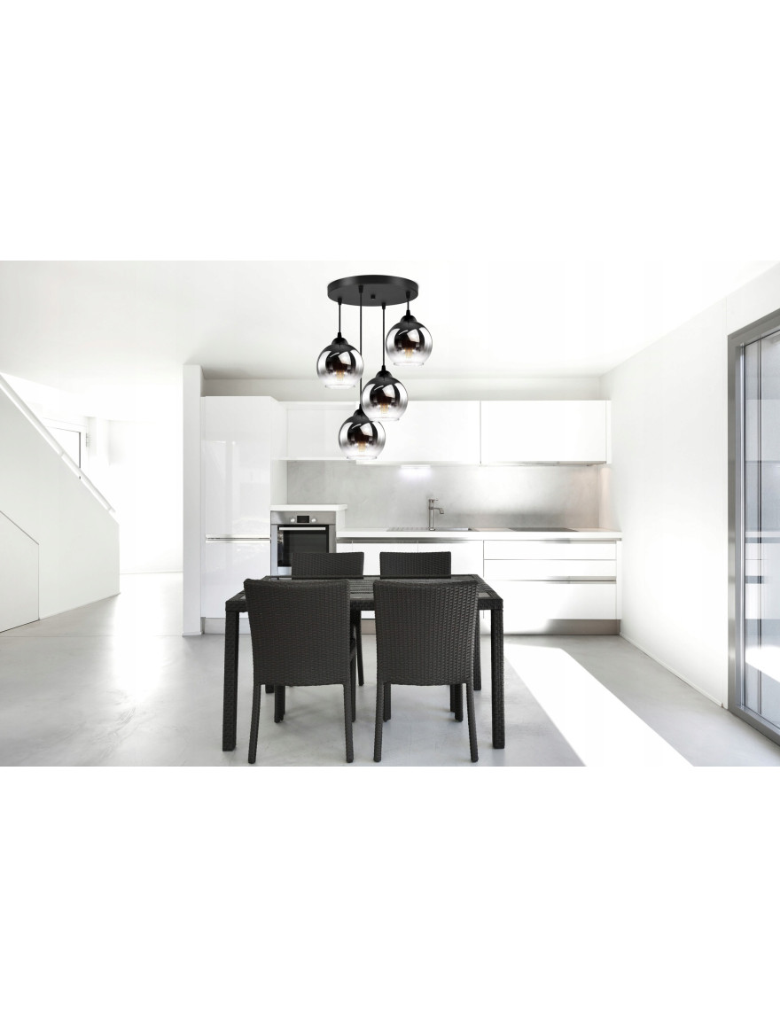 Lustră 4XE27 negru+fume S6911-4 Luminaled