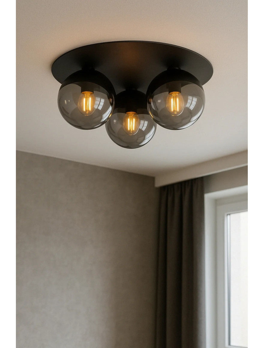 Lustră 3XE27 negru+fume S7031-3 Luminaled