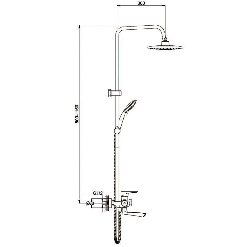 Комплект смесителя с душевой стойкой PUD16