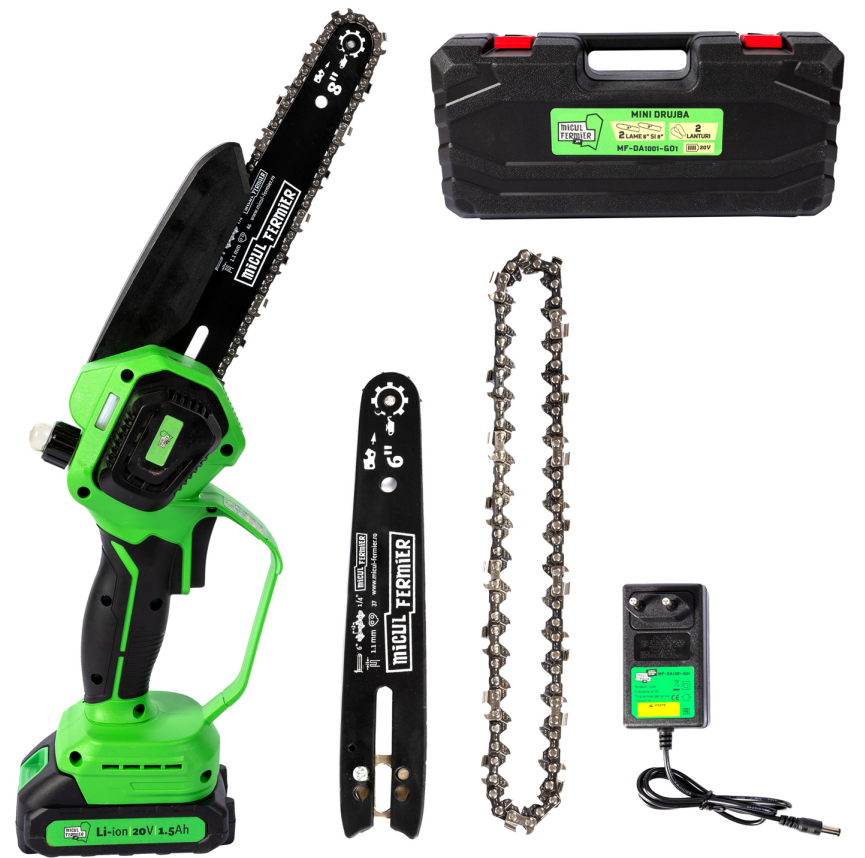 Пила с 2 цепями и 2 лезвиями, аккумулятор Little Farmer 20V + ножницы GF-0475