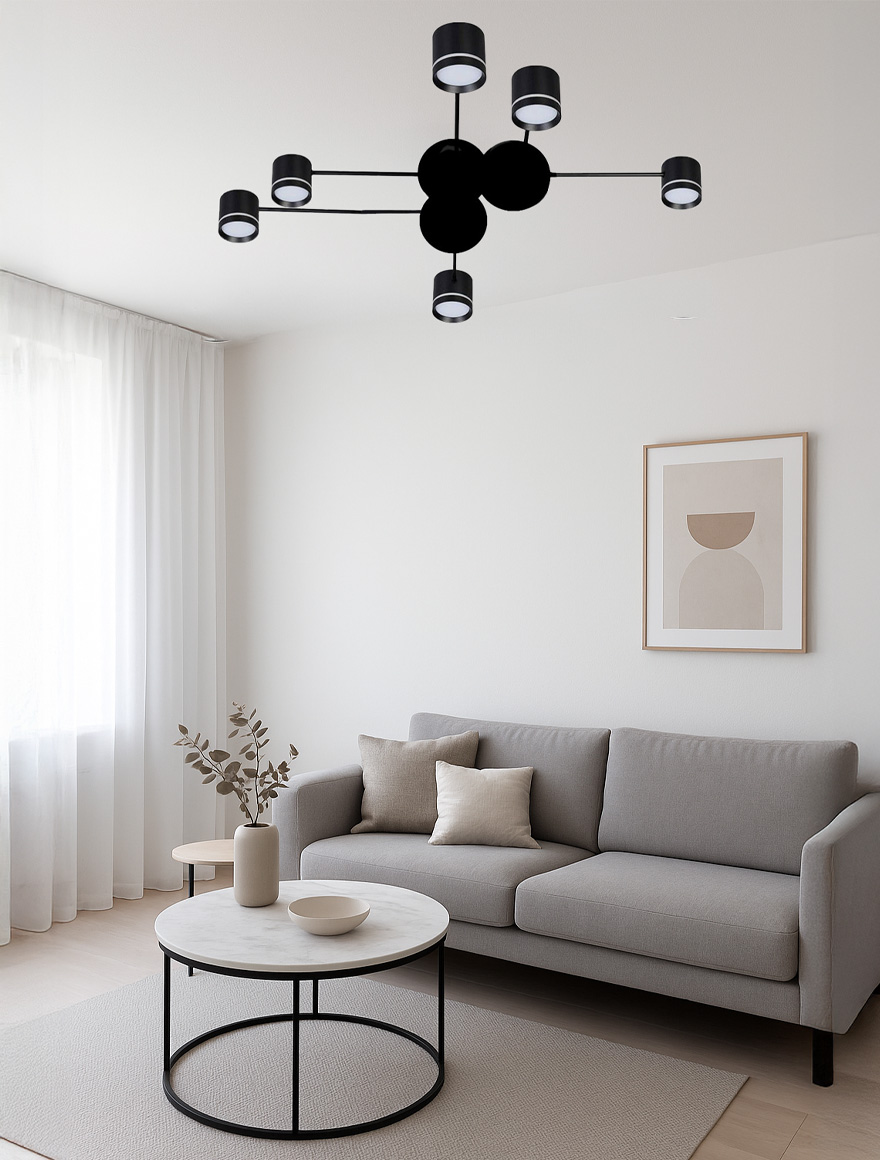 Lustra 6*GX53 negru LUMINALED