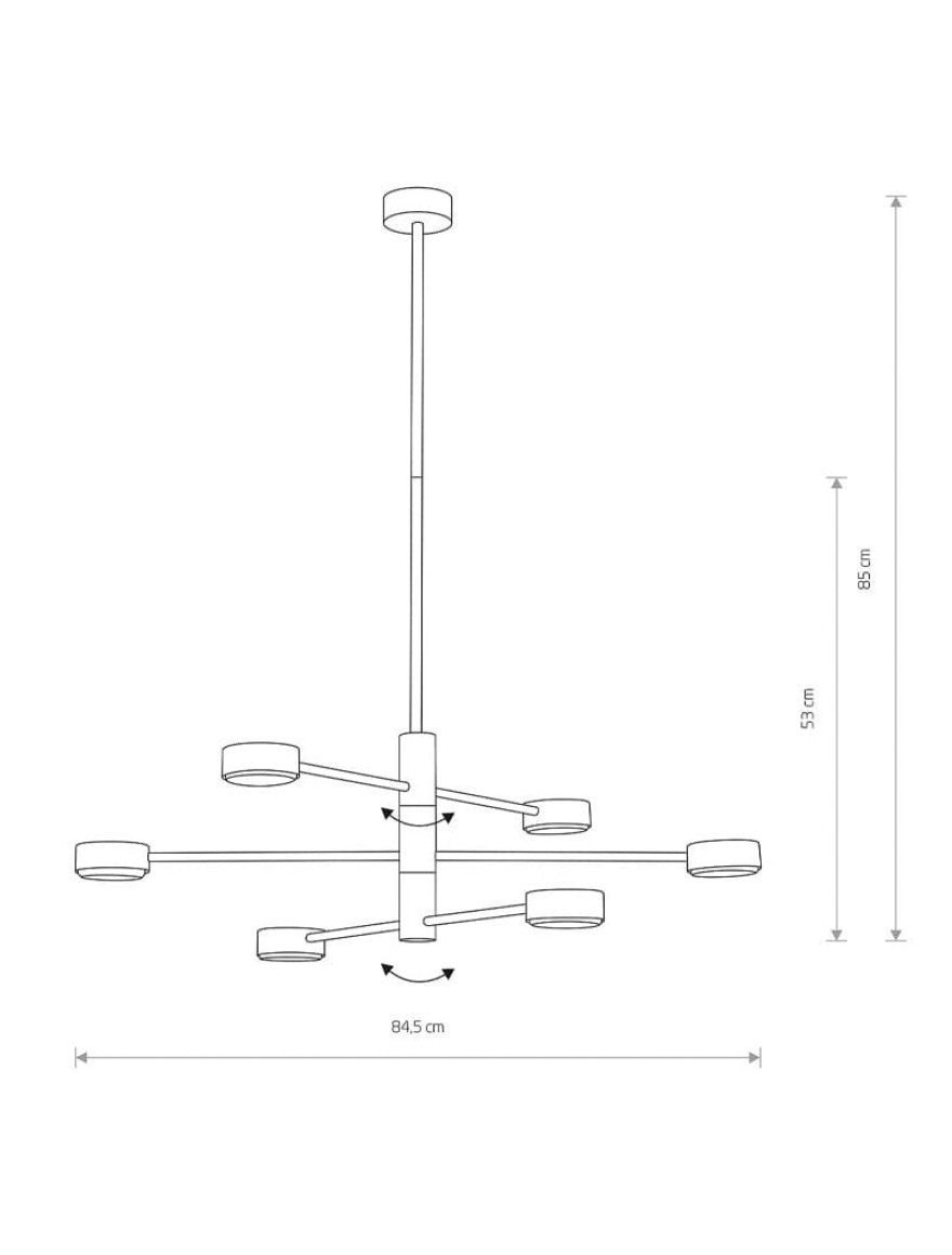 Lustră 6*GX53 850mm neagră LUMINALED