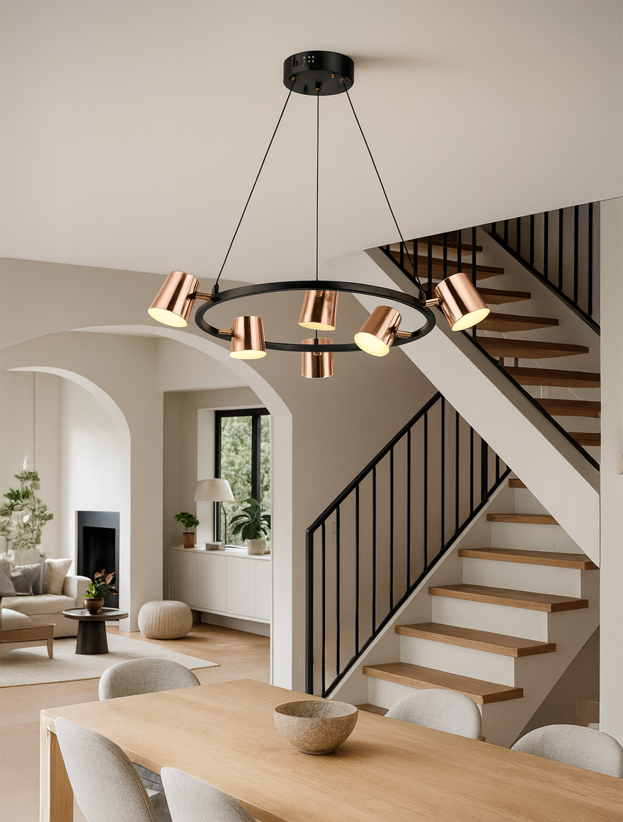 Lustra Led OLETTA 36W 3000K D70 negru+aur LUCEA