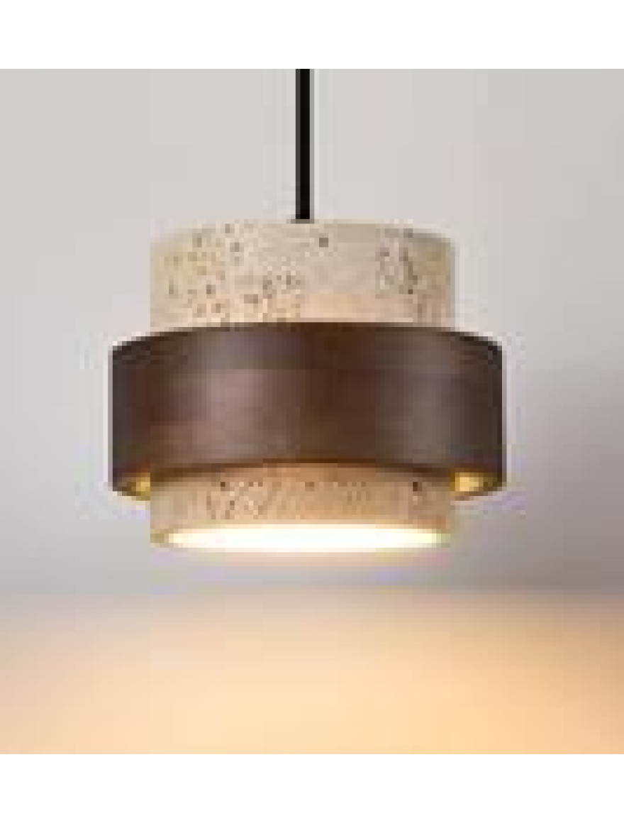 Suspensie VG D170 H125 1xGU10 lemn+piatră travertîn VP41939-1 Luminaled