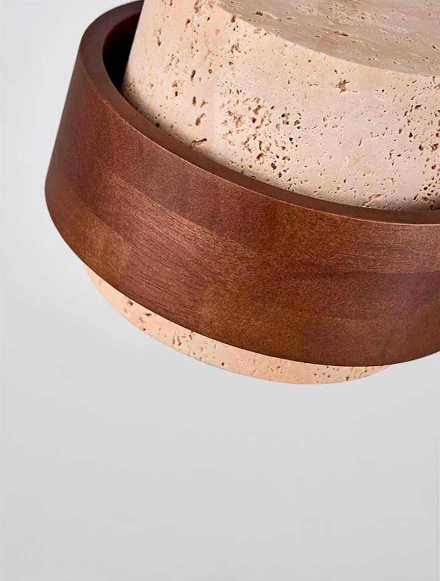 Suspensie VG D170 H125 1xGU10 lemn+piatră travertîn VP41939-1 Luminaled