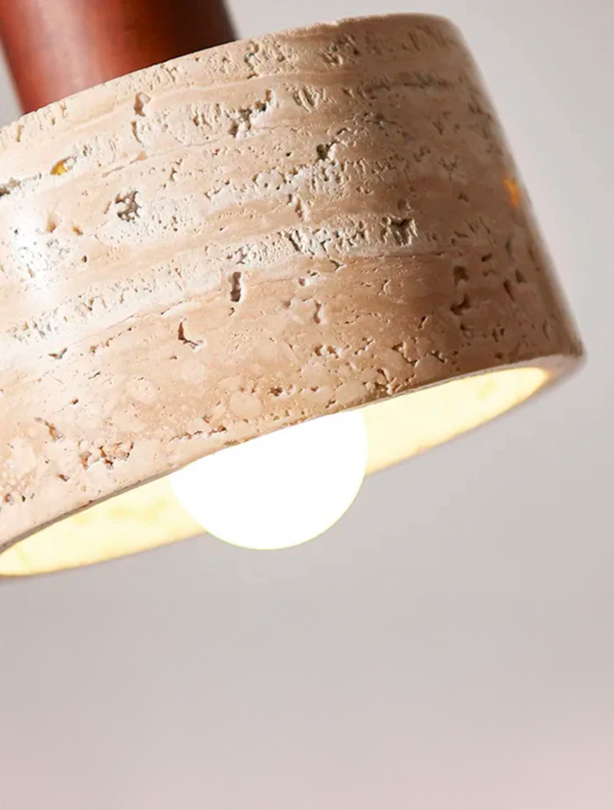 Suspensie VG D120 H160 1xGU10 lemn+piatră travertîn VP41942-1 Luminaled