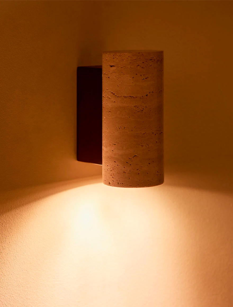 Бра 2xGU10 дерево+травертин Luminaled