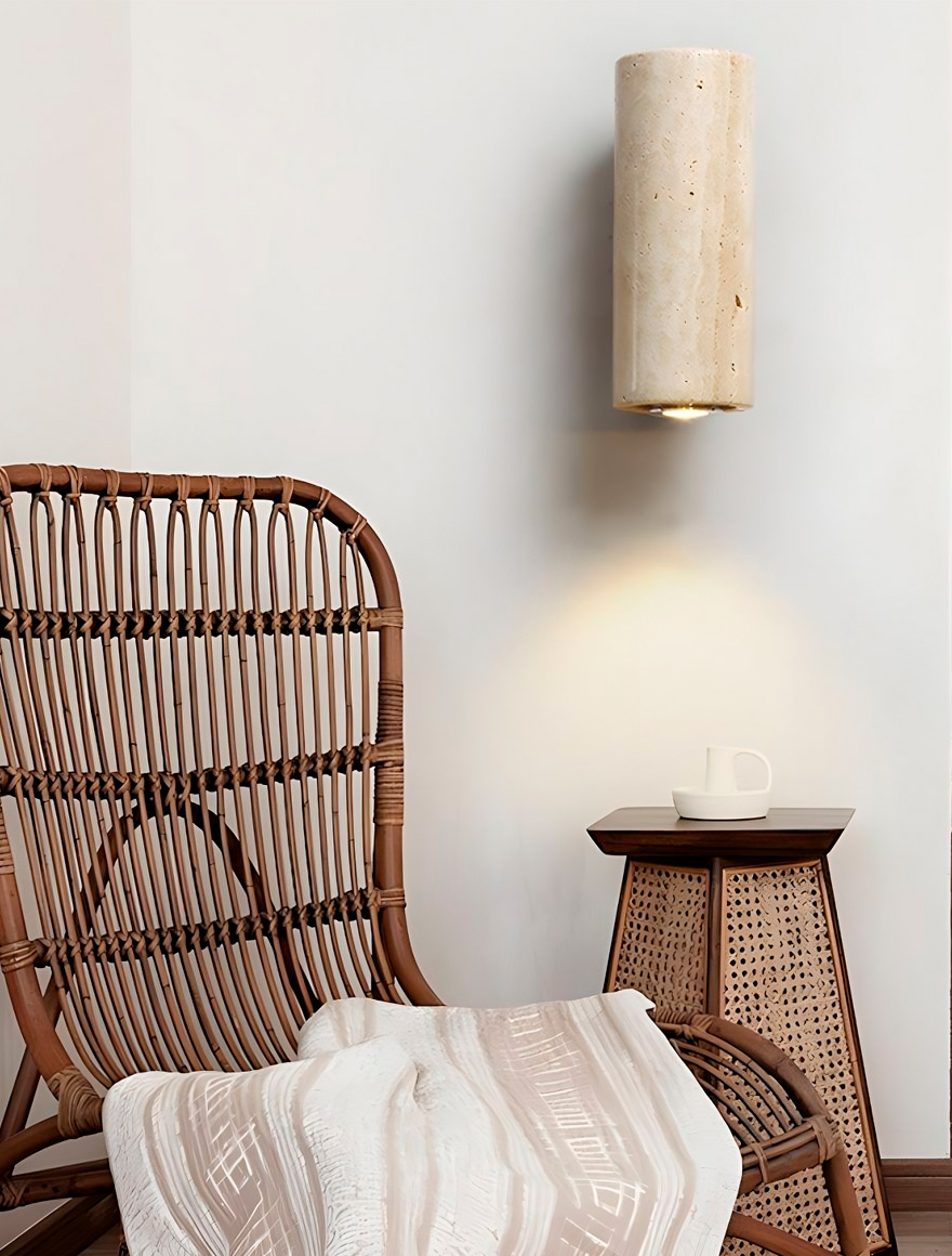 Бра 2xGU10 дерево+травертин Luminaled