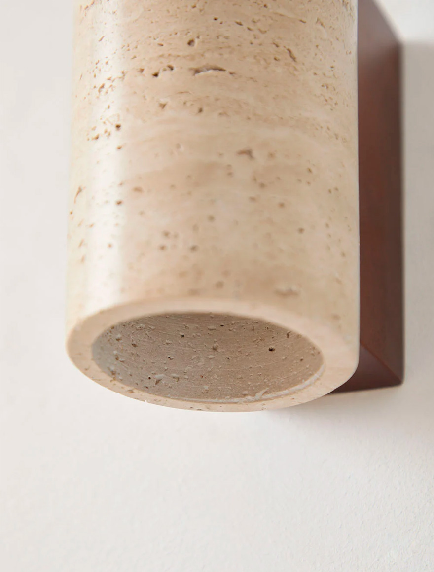 Бра 2xGU10 дерево+травертин Luminaled