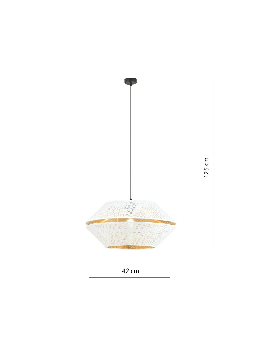 Suspensie MALIA 1XE27 alb+aur EMIBIG