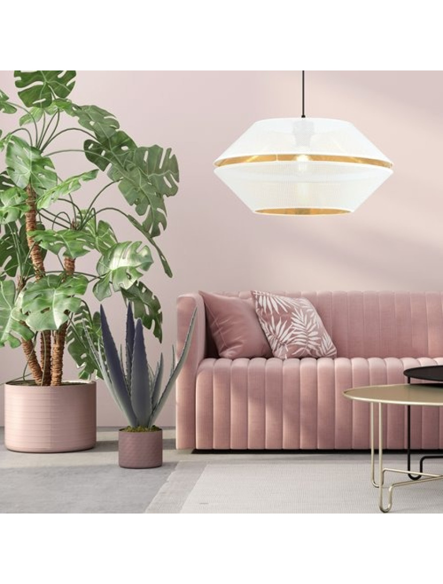 Suspensie MALIA 1XE27 alb+aur EMIBIG