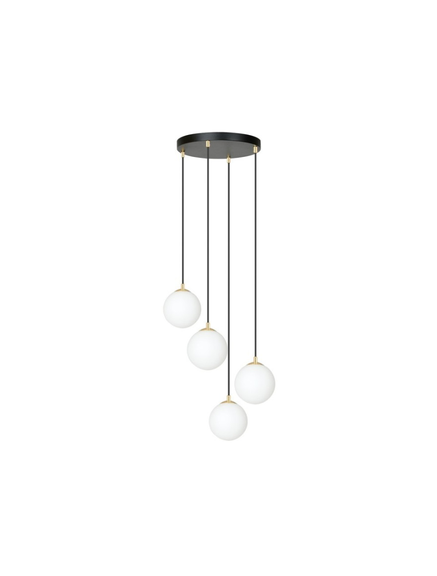 Lustră ROYAL 4XE14 negru+opal EMIBIG
