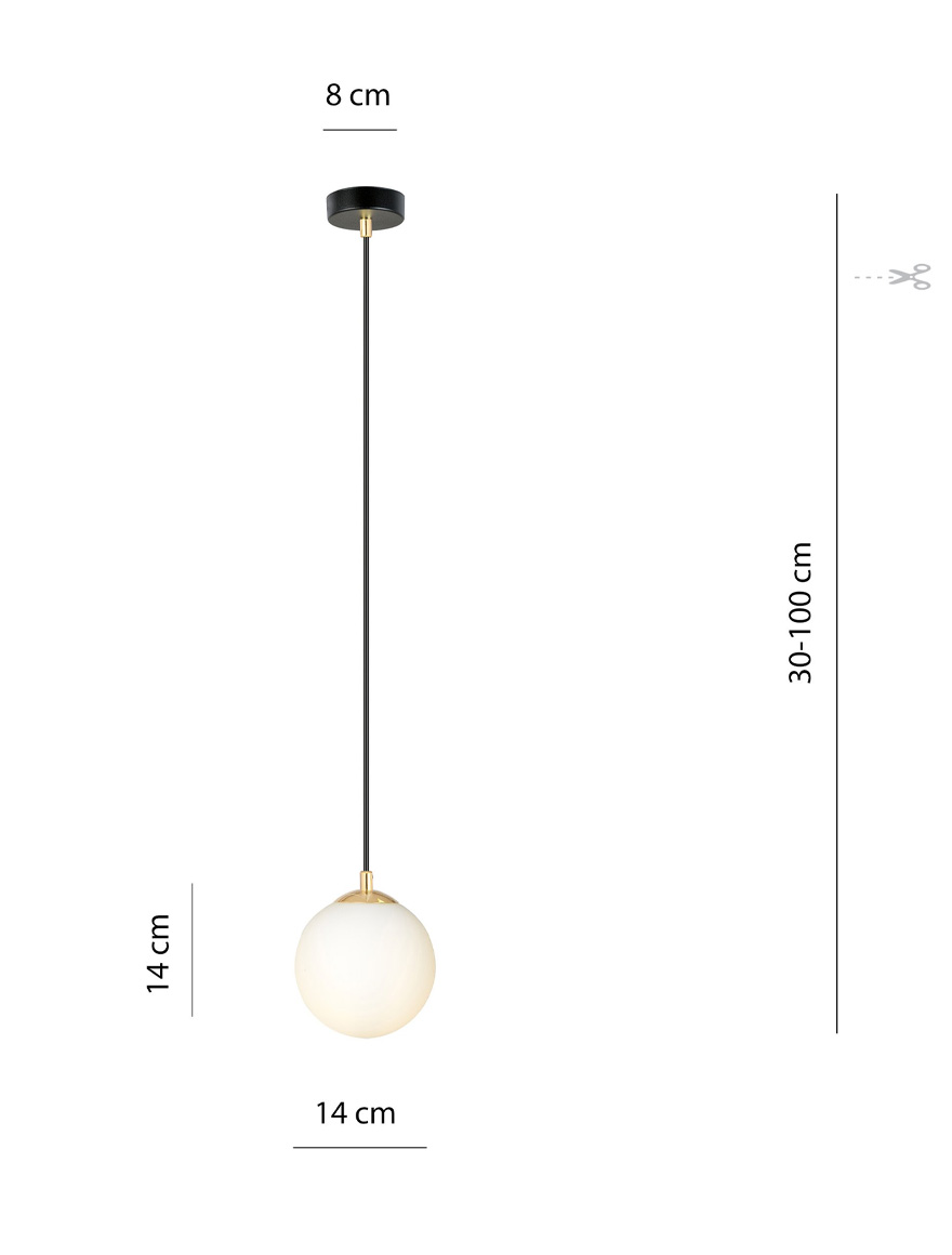 Suspensie ROYAL 1XE14 negru+opal EMIBIG