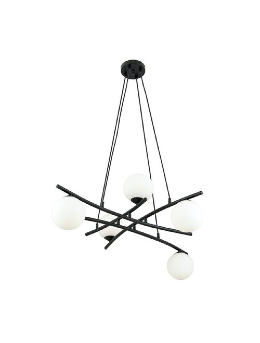 Lustră ESSA 8XE14 negru+opal EMIBIG