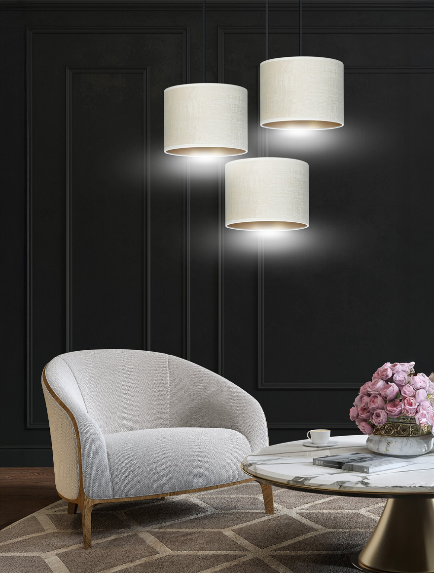 Люстра HILDE 3xE27 белый + золотой EMIBIG