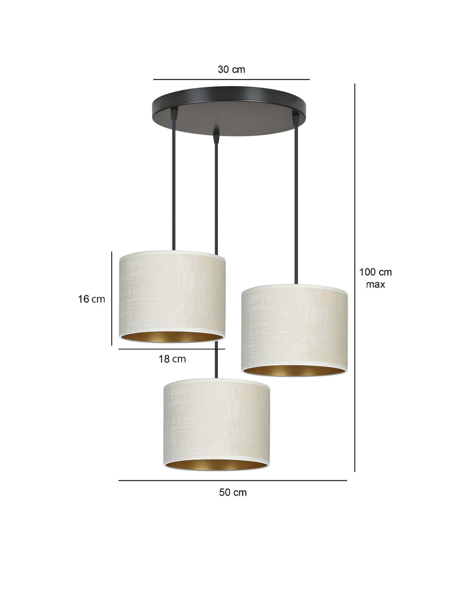 Люстра HILDE 3xE27 белый + золотой EMIBIG