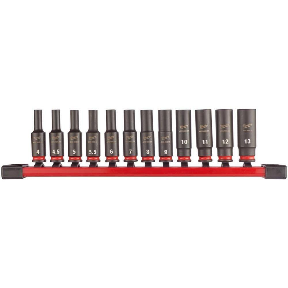 Set chei tubulare de impact lungi 1/4", 4-13mm 12buc Milwaukee 4932480453