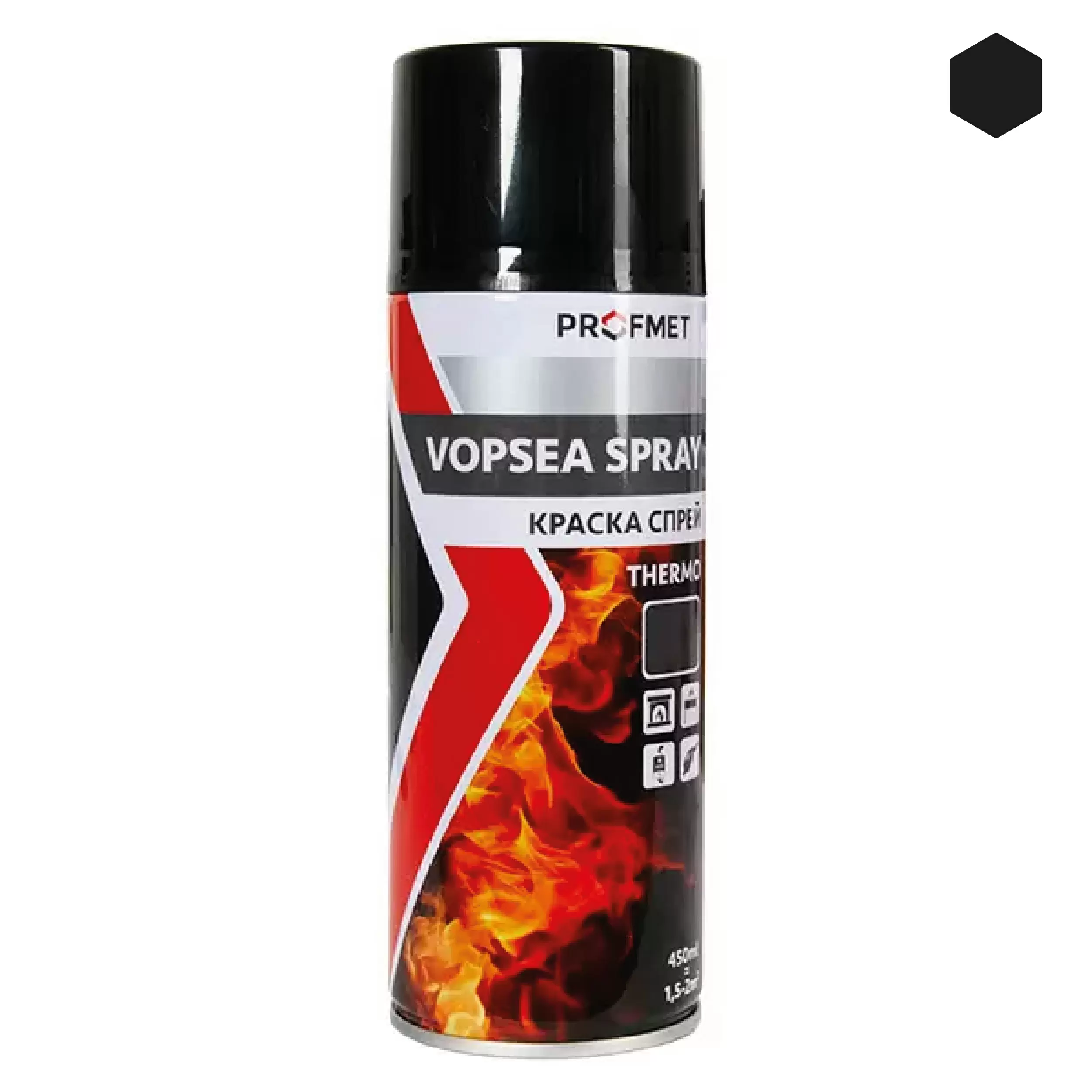 747340 Термостойкая аэрозольная краска черного цвета, 450 мл