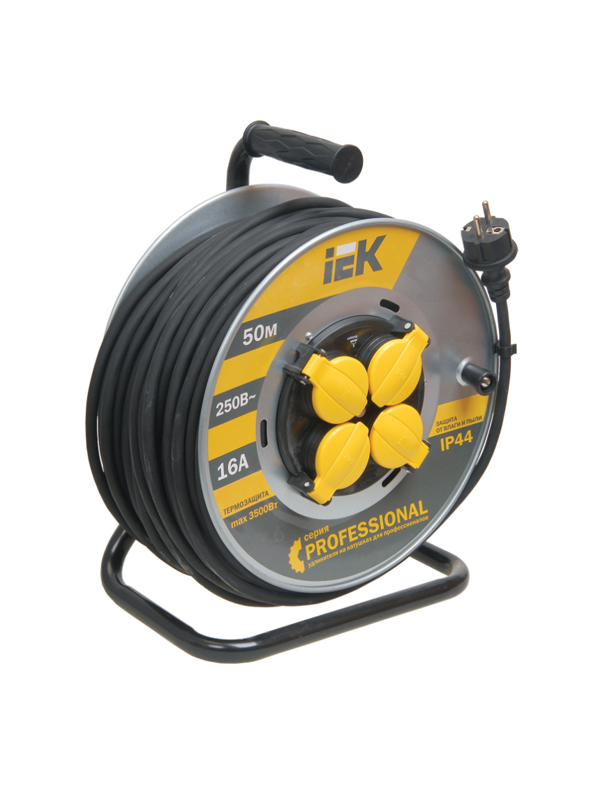 Prelungitor rola UK50 cu protecție termică 4 prize 2P+PE/50m KG (3x2,5mm2) IP44 Professional IEK