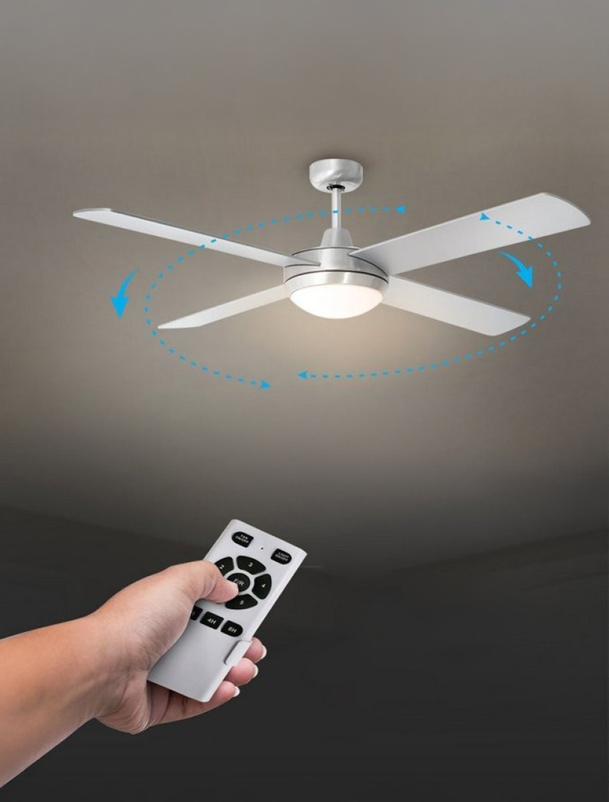 Lustra cu ventilator 60W 2xE27 220 rot/min D132x46 4pale+telecomandă V-TAC