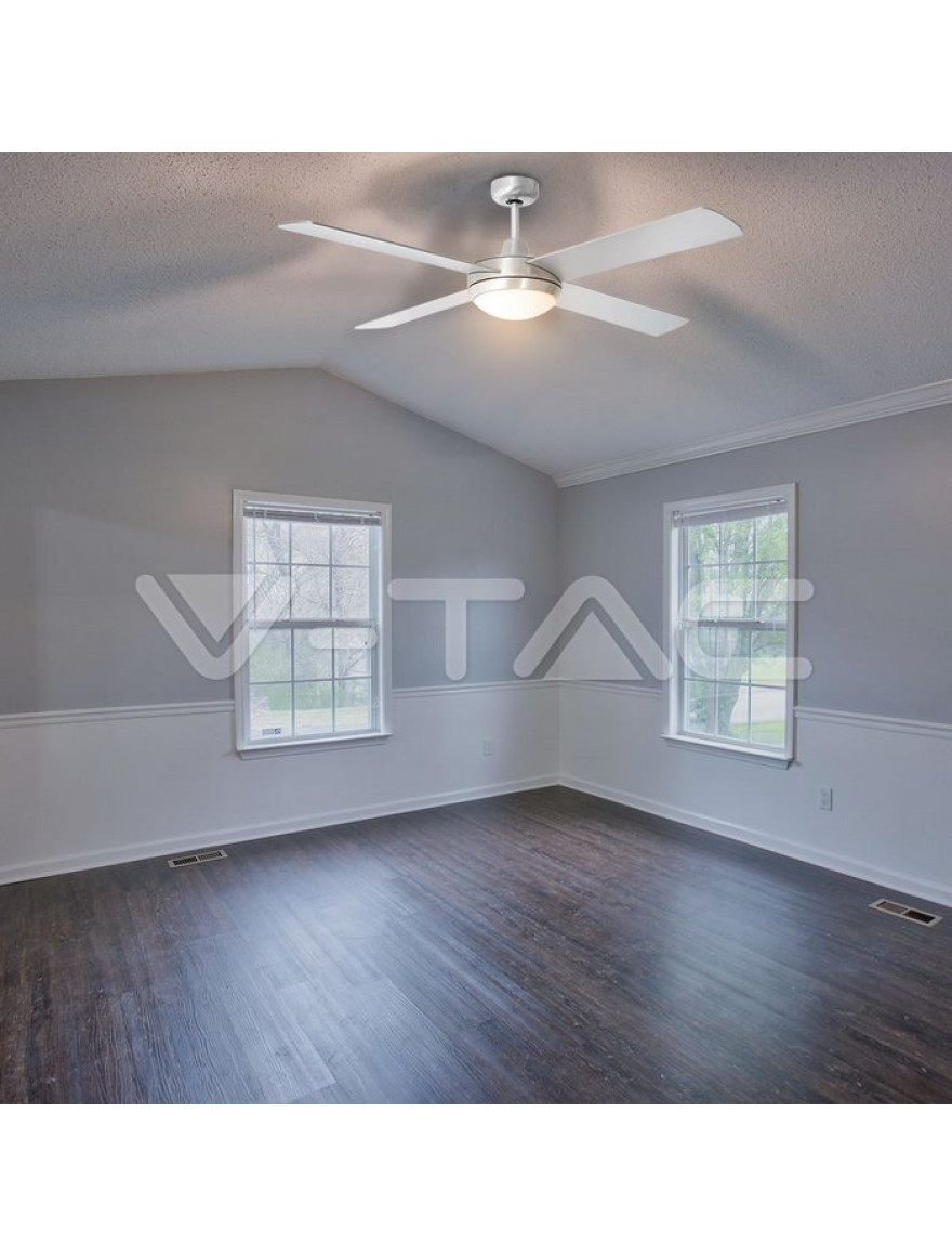 Lustra cu ventilator 60W 2xE27 220 rot/min D132x46 4pale+telecomandă V-TAC