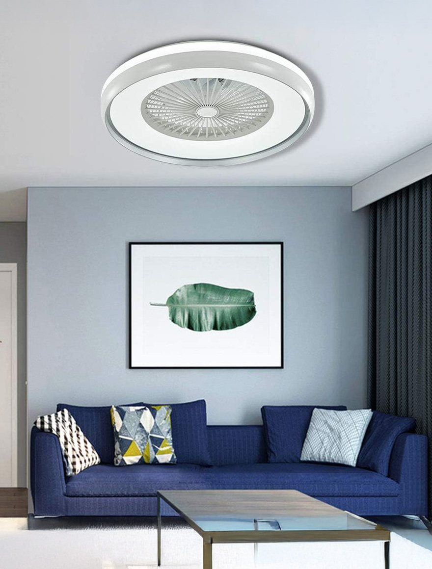 Plafonieră LED cu ventilator 45W 3000-6500K 3795lm D60x20 gri+telecomandă V-TAC