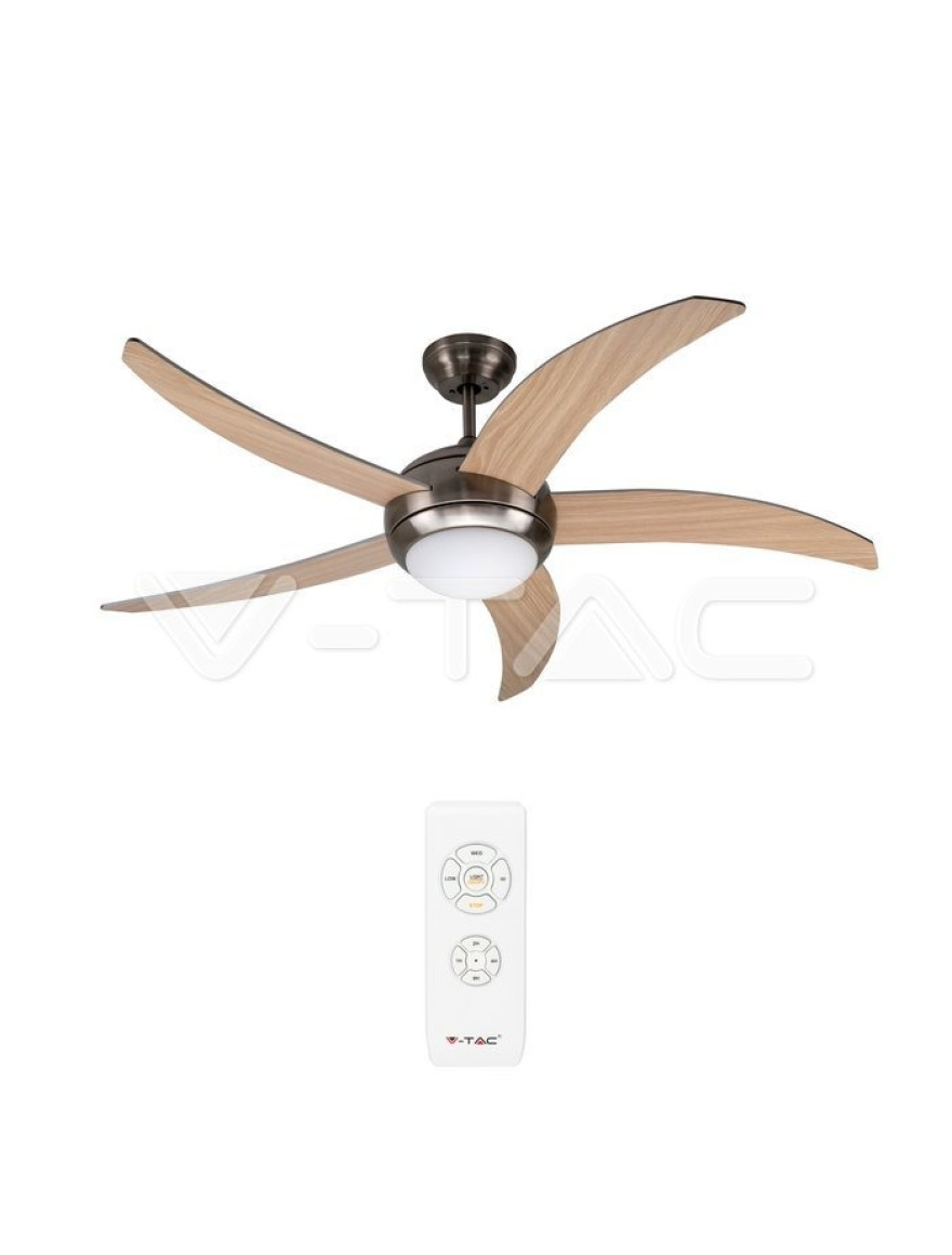 Lustra cu ventilator 60W 2xE27 190 rot/min  D132x41 5pale+telecomanda V-TAC