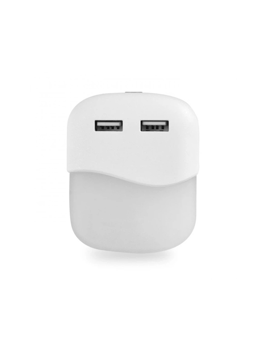 Квадратный светодиодный ночник с датчиком 0.4W 4000K 2xUSB alb V-TAC