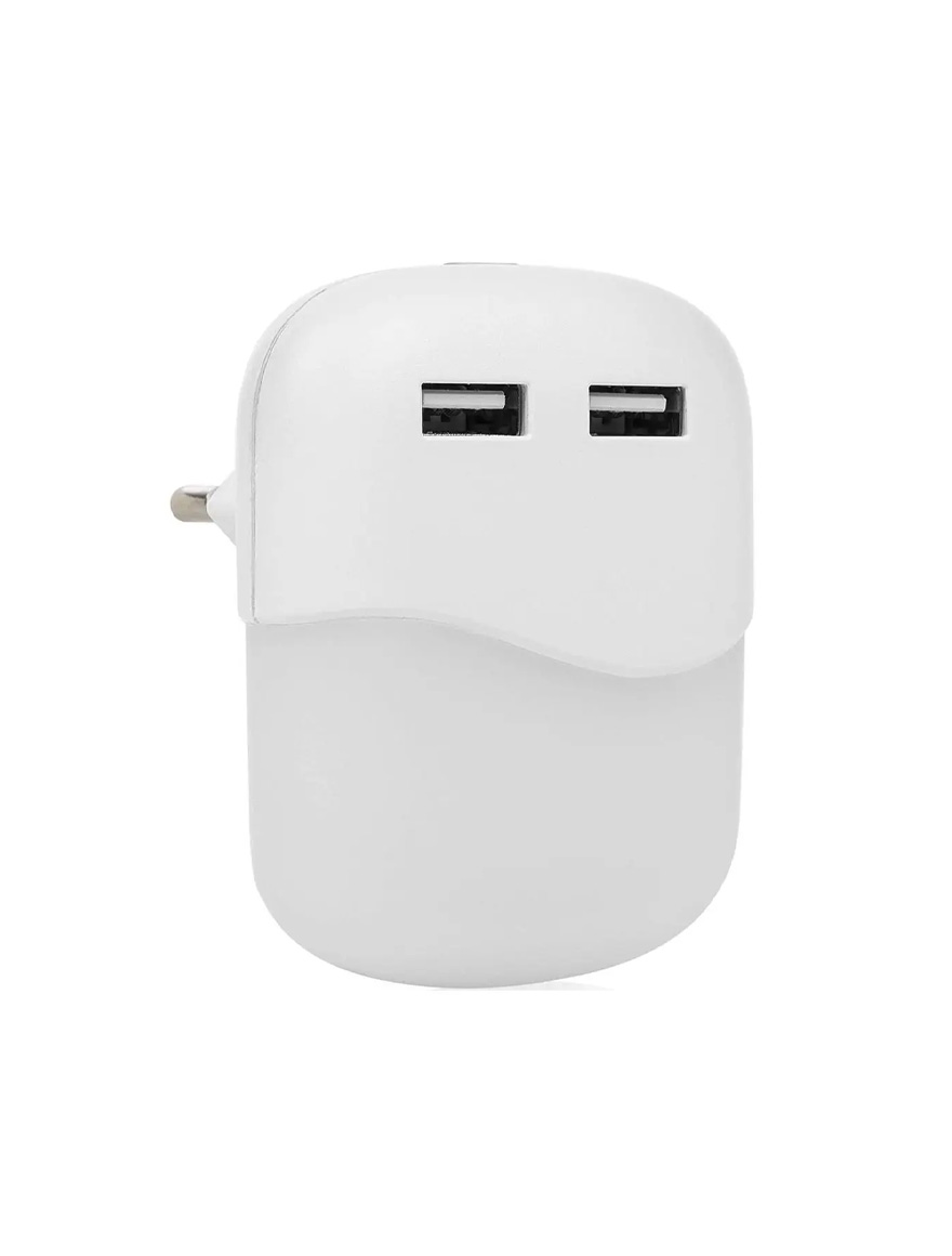 Квадратный светодиодный ночник с датчиком 0.4W 4000K 2xUSB alb V-TAC