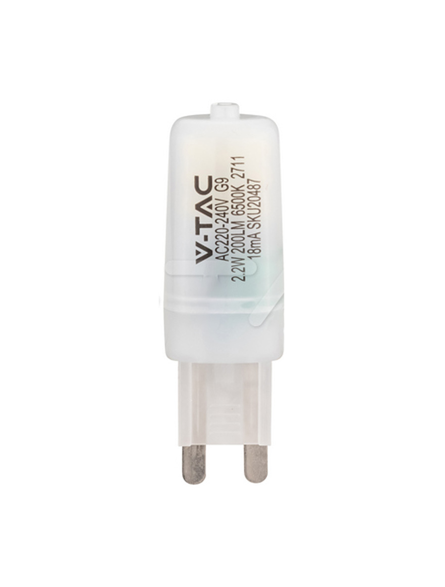 Светодиодная лампа G9 2,2 Вт 4000K 200 лм, переменный ток 220 В, пластиковый корпус V-TAC