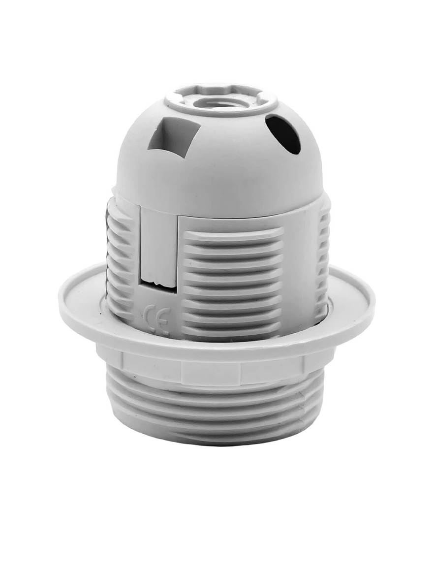 Пластиковый патрон E27 с белым кольцом, светящийся (100 шт./упаковка)