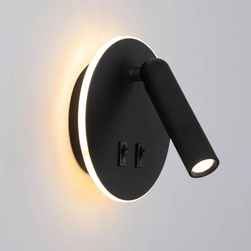 Светодиодный настенный светильник с выключателем 3W+7W 3000K IP20, черный, LUMINALED