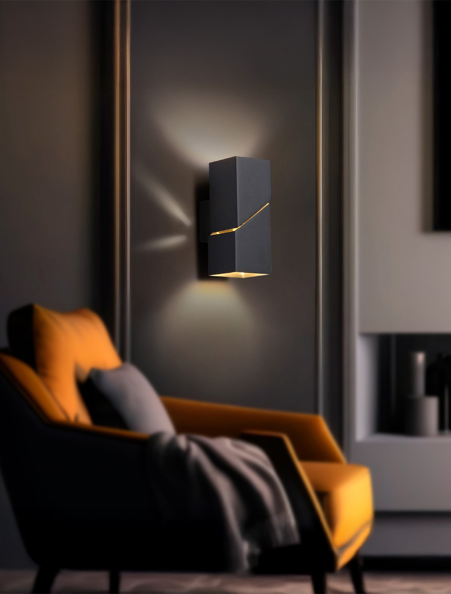 Настенный светильник 2xG9, 155×90×60 мм, IP20, чёрный, LUMINALED