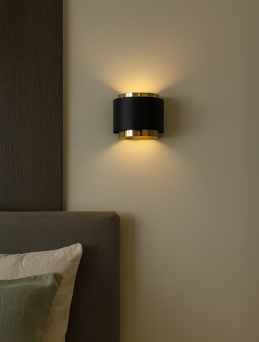 Настенный светильник 1xGX53, IP20, чёрный + золото, LUMINALED