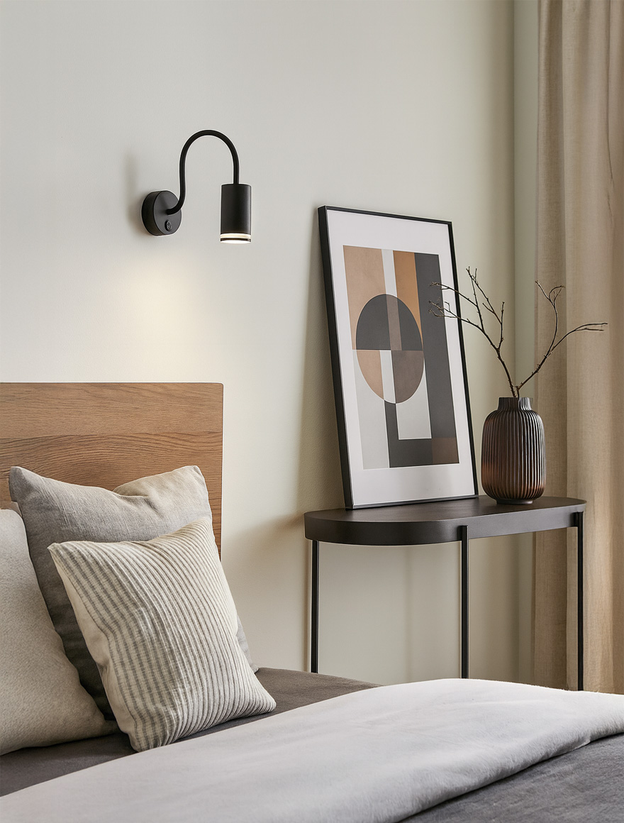 Настенный светильник 1xGU10, IP20, чёрный, LUMINALED