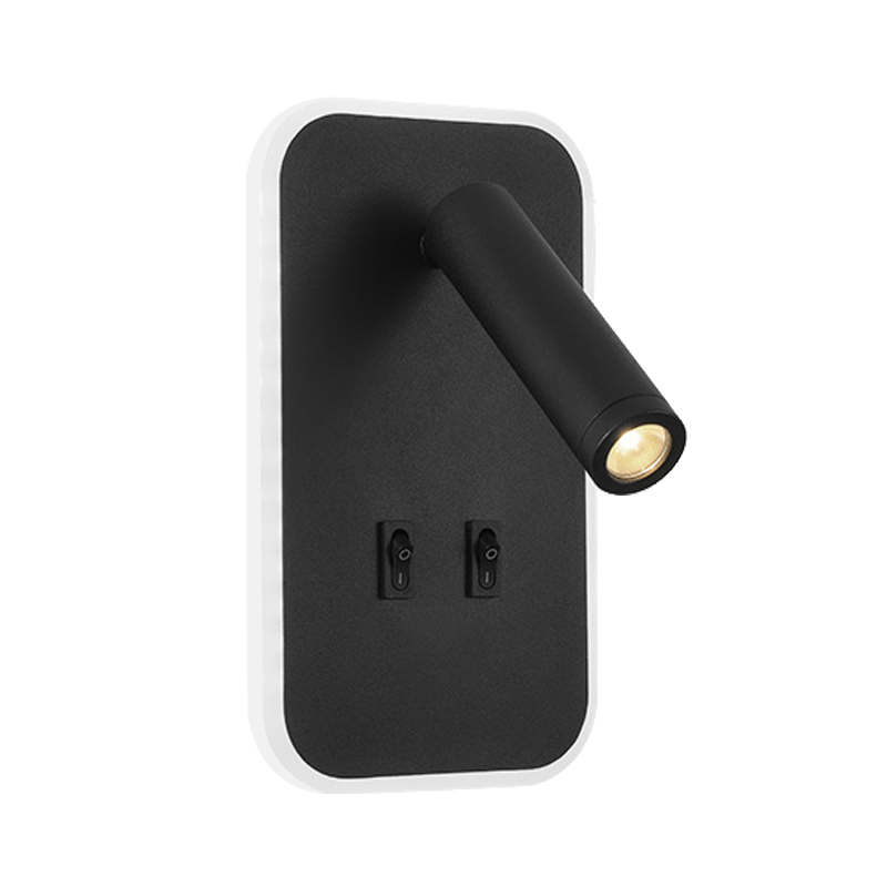 Светодиодный настенный светильник с выключателем 3W+7W 3000K IP20, черный, LUMINALED