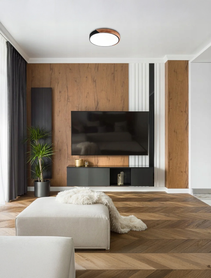 Plafonieră Led PILANA 60W 4000K 4800Lm D495mm negru+lemn Luminaled