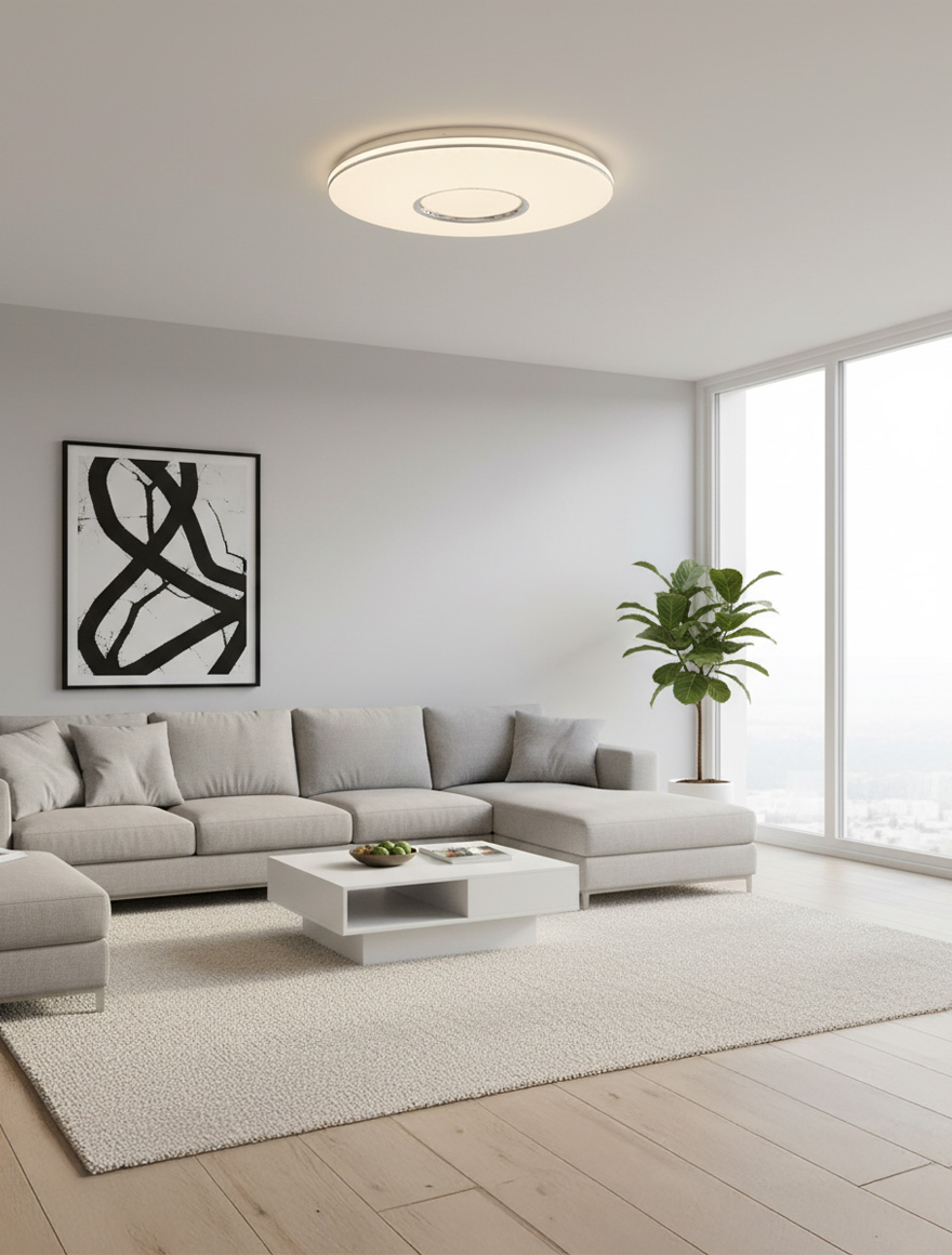 Светодиодный потолочный светильник MICHELA, 48 Вт, с диммированием, 3000–6000K, 3900 лм, диаметр 390 мм, белый, Luminaled