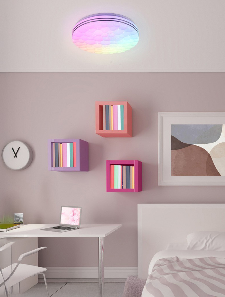 Plafonieră Led ARIA 40W Dimmable CCT 3200Lm +RGB6W D485mm albă Luminaled