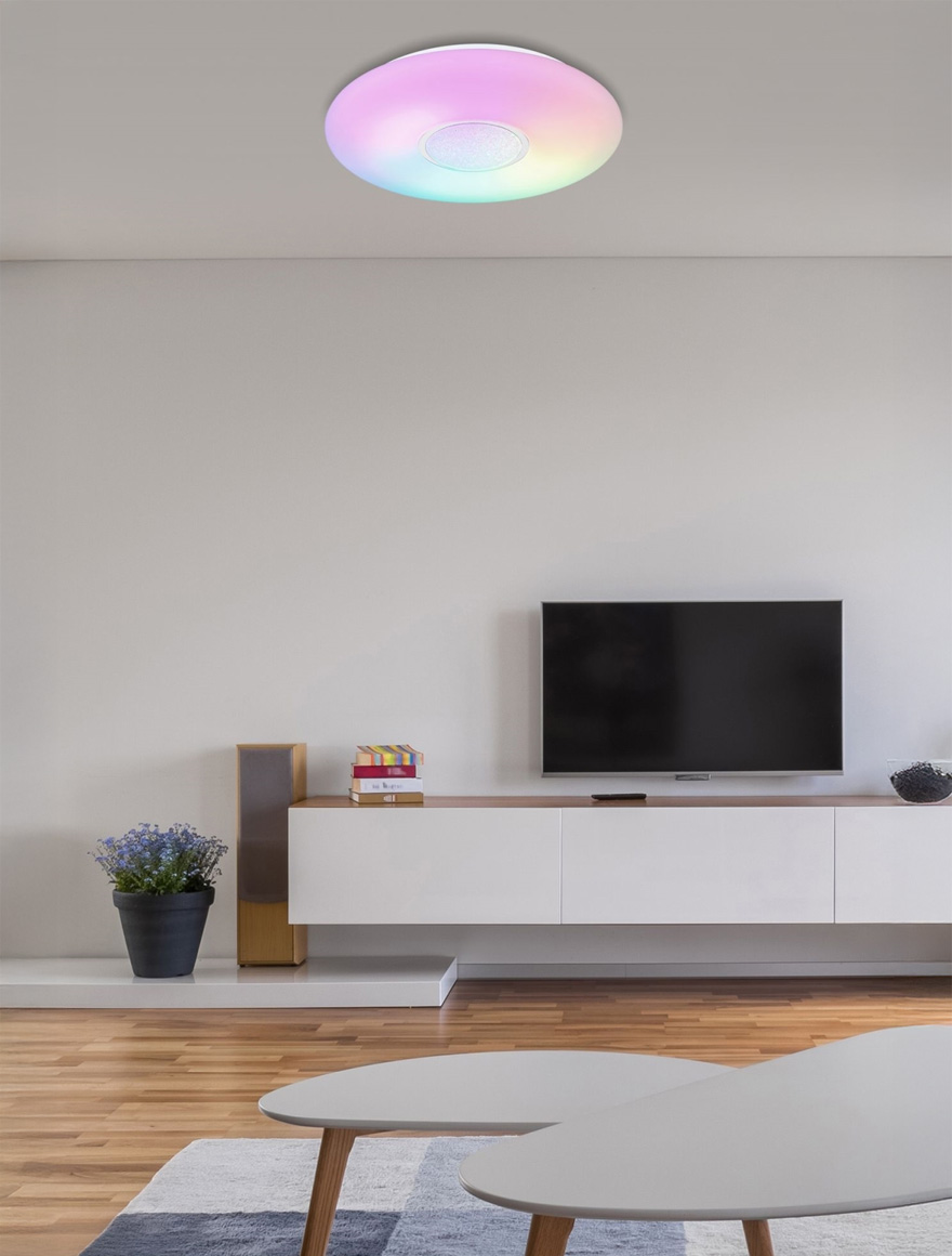 Plafonieră Led KENNIE 40W Dimmable CCT 3200Lm +RGB6W D495mm albă Luminaled