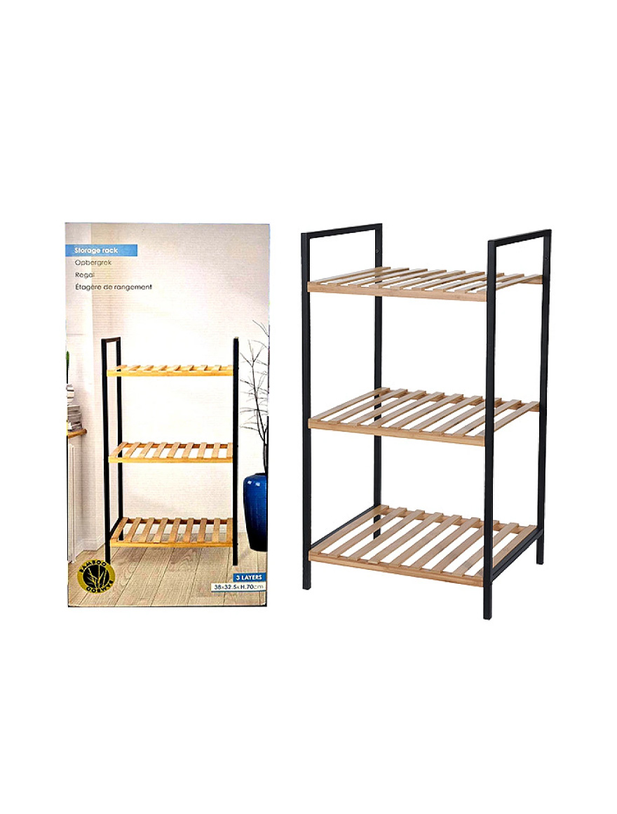 Этажерка 3-ярусная Bathroom 38x32.5x70см, металл/бамбук