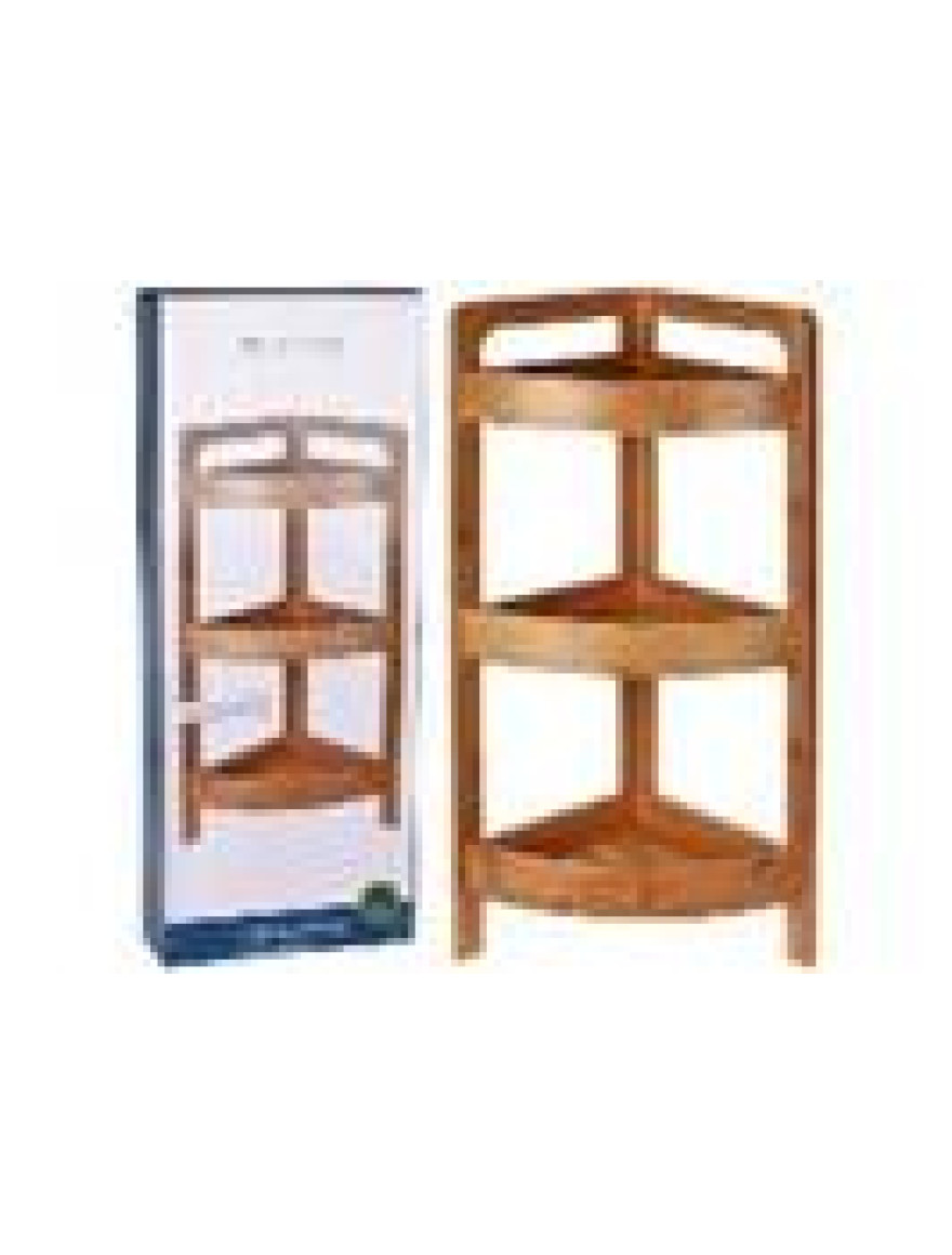 Etajera de colt cu 3 nivele Bathroom 23X23X61cm, bambus