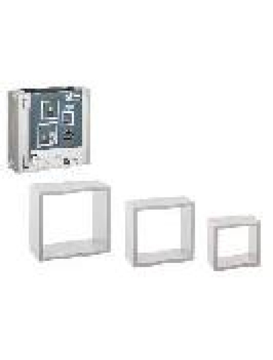 Set rafturi Cub Five 3buc: 25X25X9, 20X20X9, 15X15X9 alb MDF