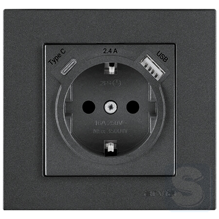 Розетка USB+TypeC 5V-2.4A белая Karen ARVIA