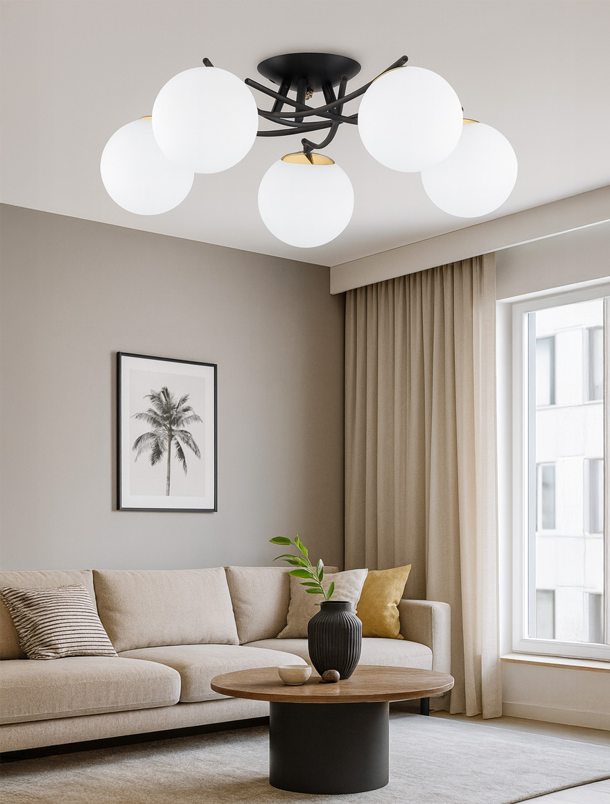 Lustră SAVI 5xE14 negru+alb ALFA