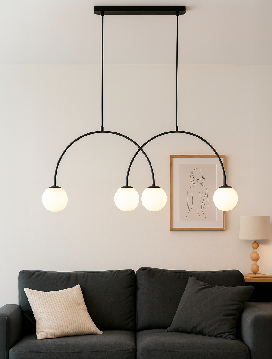 Люстра BENDO 4xE14, чёрная+белая, ALFA