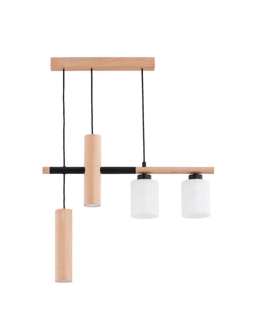 Люстра NIMIR 2xE27 +2GU10, деревянная ALFA