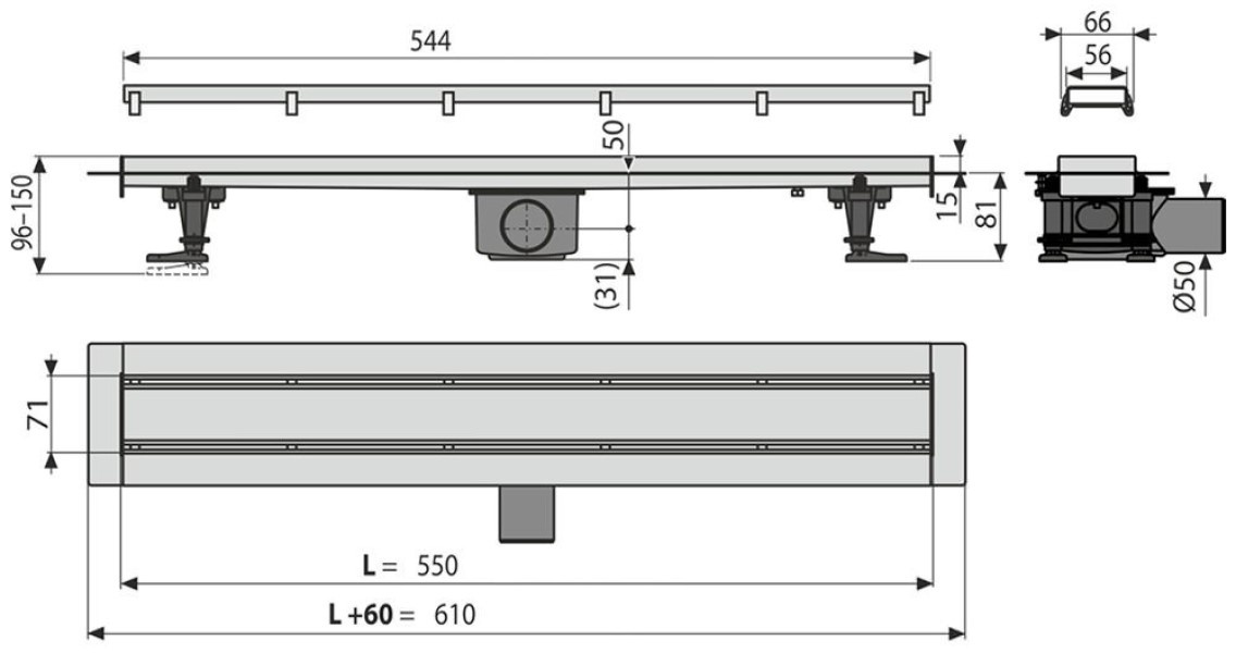 106404 Rigolă de duș Alca APZ13-Double9-550 set 2